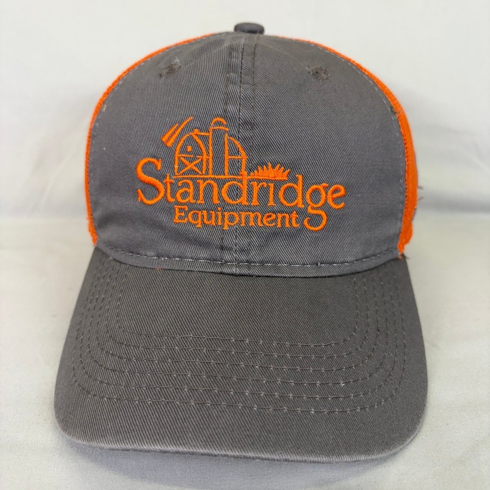 John Deere Trucker Hat Standridge Equipment Mens OSFM Grey Orange Mesh Cap